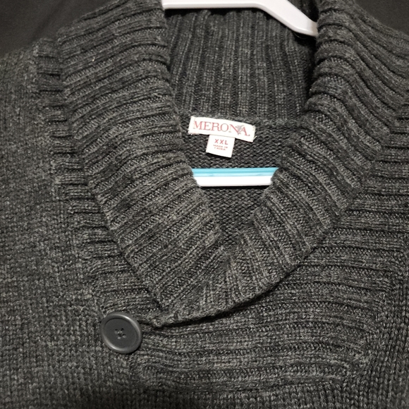 MERONA 70%ACRYLIC/30% WOOL BLEND COWL/BUTTON NECK MENS SWEATER MENS SIZE XXL - Picture 3 of 11